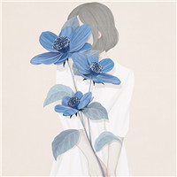 有植物的微信手绘唯美女生头像 云落泪了风会吹干它