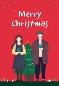 2022圣诞手机壁纸卡通情侣版 圣诞节专属情侣手机壁纸